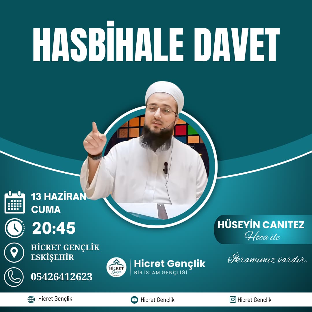 Genclik26's tweet photo. Kıymetli dostlar
Sevdiklerinizle birlikte Hüseyin Canıtez Hocamız ile sohbet ve hasbihale davetlisiniz.. https://t.co/MxSWp2FGFE