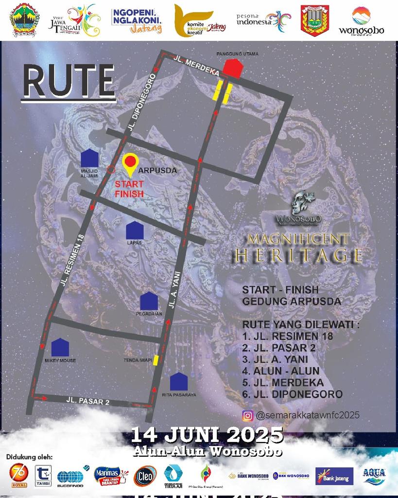 pariwisatawsb's tweet photo. Yuk Meriahkan Semarak KaTa Kreatif X Wonosobo Night Fashion Carnival 2025!

📍Alun-alun Wonosobo
🗓️ 14 - 15 Juni 2025

#wnfc2025 #wonosobonightfashioncarnival #yukkewonosoboaja #semarakkatakreatif2025 #banggaberwisatadijateng #dijatengaja https://t.co/udyQa90S9i