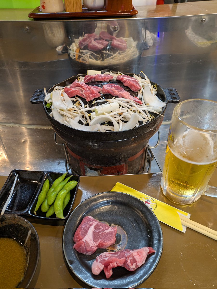 Ryow181's tweet image. 出張先　仕事終わりに　気が抜けて　ひとり寂しく　成吉思汗