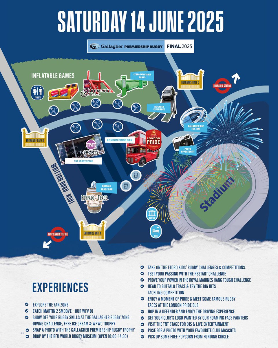 RestartRugby's tweet image. We can’t wait to see you all tomorrow in the #GallagherPremFinal Fan Village!
Make sure you come down and see us at the passing cage to have a chance of winning a signed @EnglandRugby shirt, and two match tickets to a @premrugby game next season!
#ForOurPlayers