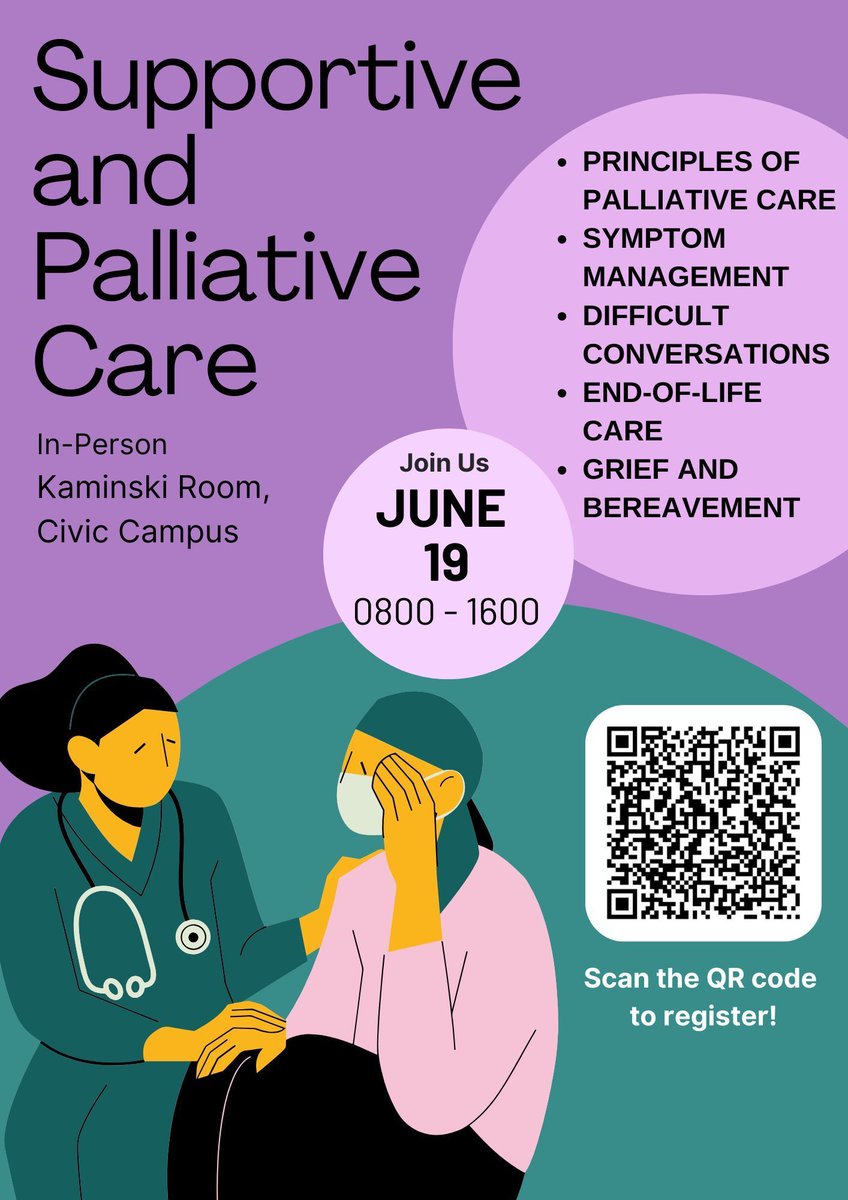 TOH Nurses (@tohnurses) on Twitter photo ***LAST CHANCE - STILL A FEW SPOTS AVAILABLE***
Supportive and Palliative Care Education Day
In-Person - Thursday, June 19th, 2025
Civic Campus-Kaminski Room, 0800-1600
π Register by scanning the QR Code or use this link forms.office.com/r/0mrLC460cn  π ***LAST CHANCE - STILL A FEW SPOTS AVAILABLE***
Supportive and Palliative Care Education Day
In-Person - Thursday, June 19th, 2025
Civic Campus-Kaminski Room, 0800-1600
π Register by scanning the QR Code or use this link forms.office.com/r/0mrLC460cn  π