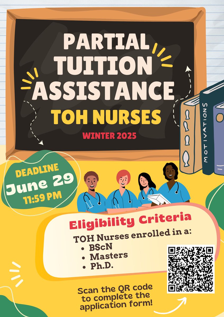 TOH Nurses (@tohnurses) on Twitter photo *REMINDER - ONLY 2 WEEKS LEFT*
PARTIAL TUITION APPLICATIONS FOR THE WINTER 2025 TERM
MAY 30TH - JUNE 29TH
Are you eligible?  For more information, visit this link forms.office.com/r/LXMXaBx9RL 
Get a head start and apply early!  Don't delay!  
Deadline is June 29th, 2025 at 11:59 PM. *REMINDER - ONLY 2 WEEKS LEFT*
PARTIAL TUITION APPLICATIONS FOR THE WINTER 2025 TERM
MAY 30TH - JUNE 29TH
Are you eligible?  For more information, visit this link forms.office.com/r/LXMXaBx9RL 
Get a head start and apply early!  Don't delay!  
Deadline is June 29th, 2025 at 11:59 PM.