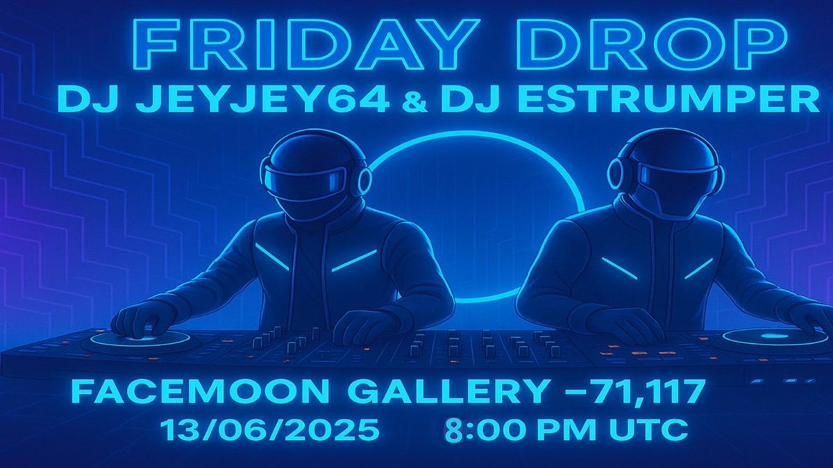 🔥Tonight at 8 PM UTC, DJ JeyJey64 and DJ Estrumper will take us to the moon with their music at Facemoon Gallery! Expect giveaways and good vibes all around!🔥 <a href="/decentraland/">Decentraland</a> <a href="/JJey64/">JeyJey64</a> <a href="/Facemoons/">Facemoon</a>