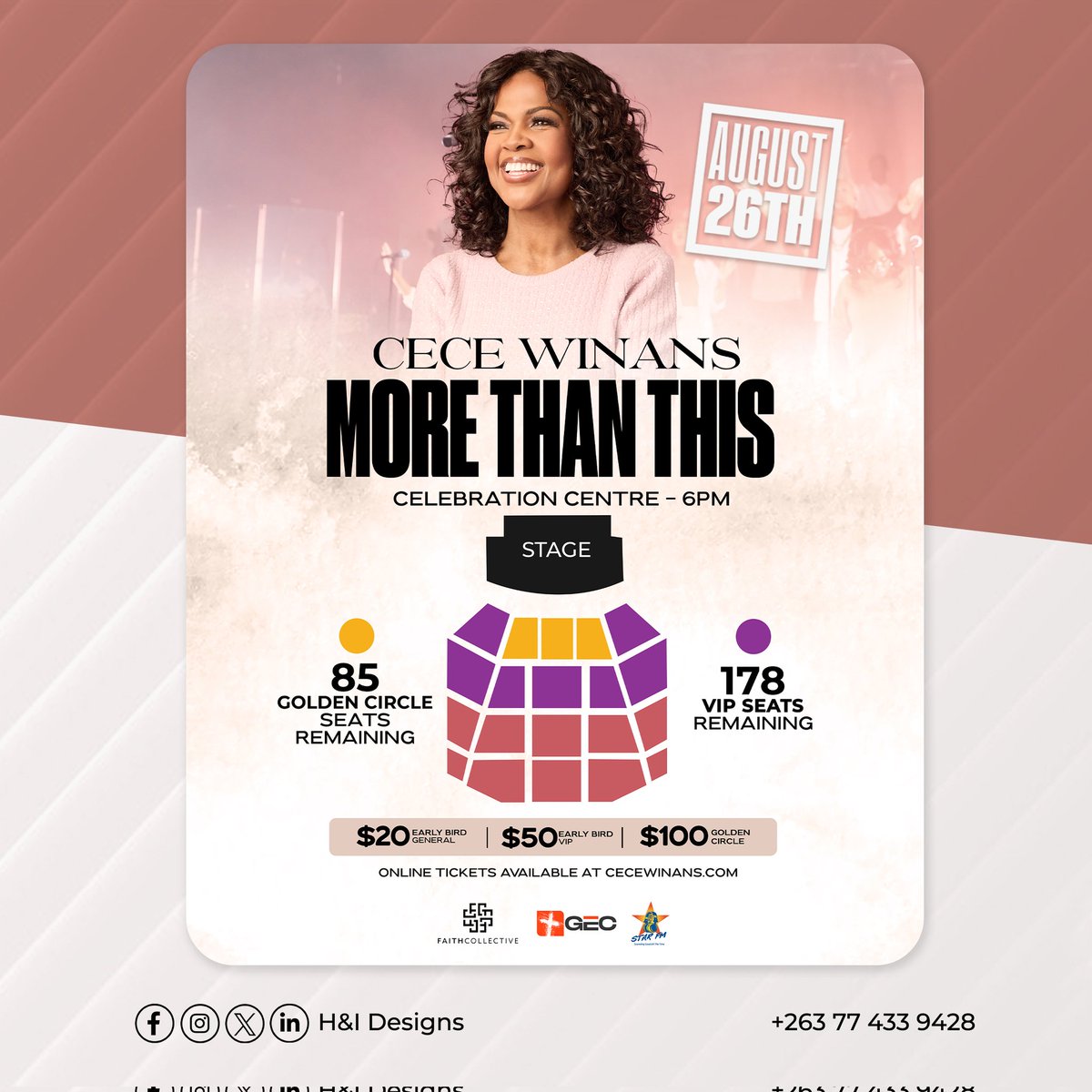hi_designs263's tweet photo. Honored and humbled to be part of what God is doing through the CECE Winans More Than This Zimbabwe Tour

August 26th | Celebration Centre, Harare. We’re putting our hands and hearts to the plow.

#CeCeWinans #MoreThanThisTour #KingdomWork #GraceInDesign https://t.co/lAMAKNTlU0