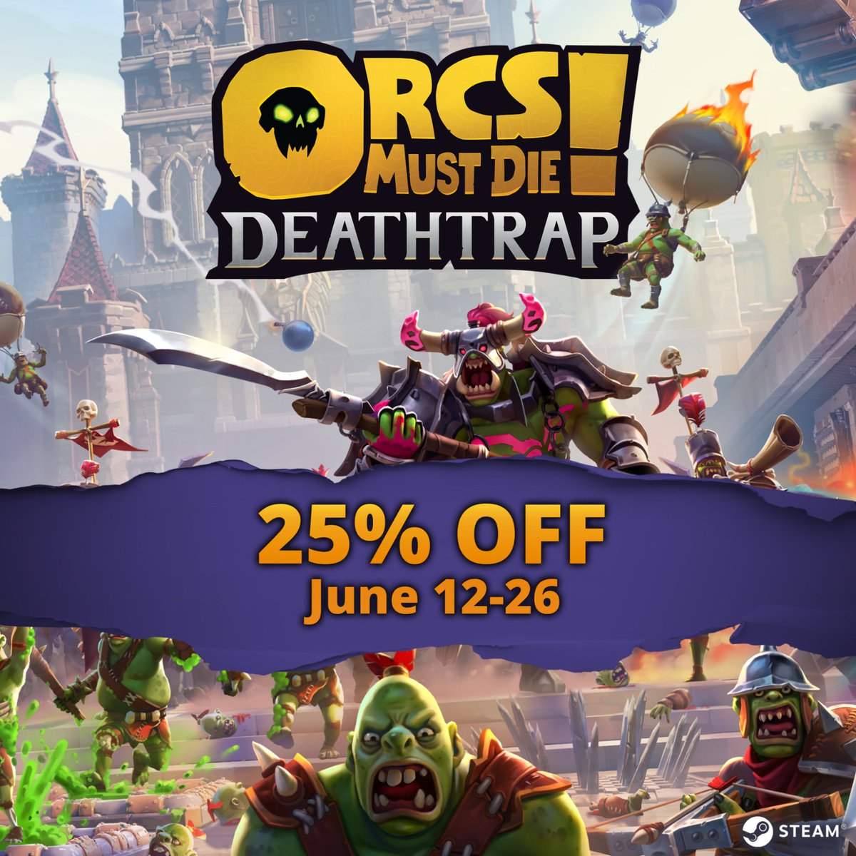🤝Slaying orcs is better together!🤝

Our biggest sale for Orcs Must Die! Deathtrap is live on Steam!

Head on over to our store and snag a copy for yourself or a friend.

🎮 lite.spr.ly/6004yZfQ