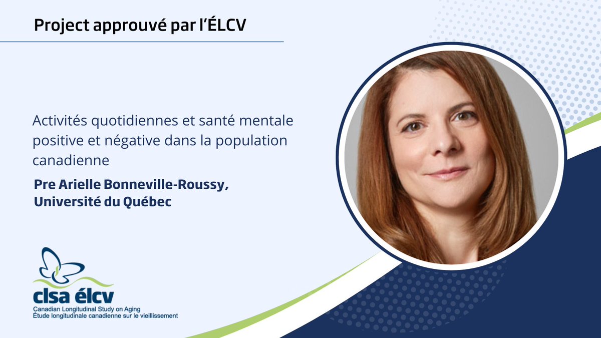 Canadian Longitudinal Study on Aging (CLSA) (@clsa_elcv) on Twitter photo ⭐: Pre Arielle Bonneville-Roussy, <a href="/ReseauUQ/">Université du Québec</a>
📝: Activités quotidiennes et santé mentale positive et négative dans la population canadienne
🔗: ow.ly/W9g450W5zk3 ⭐: Pre Arielle Bonneville-Roussy, <a href="/ReseauUQ/">Université du Québec</a>
📝: Activités quotidiennes et santé mentale positive et négative dans la population canadienne
🔗: ow.ly/W9g450W5zk3
