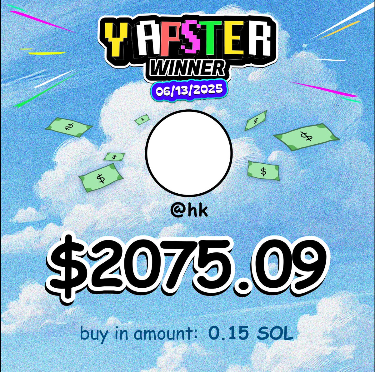 1st place Yapster player today up +$2075 on a $15 buy-in

are we back chat?