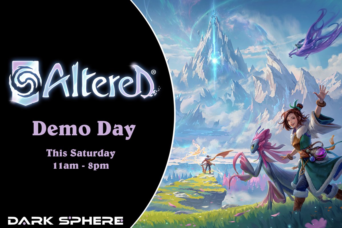 Dark Sphere (@dark_sphere) on Twitter photo Join us tomorrow to learn how to play Altered.
Play as a Hero, choose a faction and lead your expeditions into the unknown in this innovative TCG set in a modern and colourful fantasy universe.
<a href="/Altered_TCG/">Altered TCG</a> Join us tomorrow to learn how to play Altered.
Play as a Hero, choose a faction and lead your expeditions into the unknown in this innovative TCG set in a modern and colourful fantasy universe.
<a href="/Altered_TCG/">Altered TCG</a>