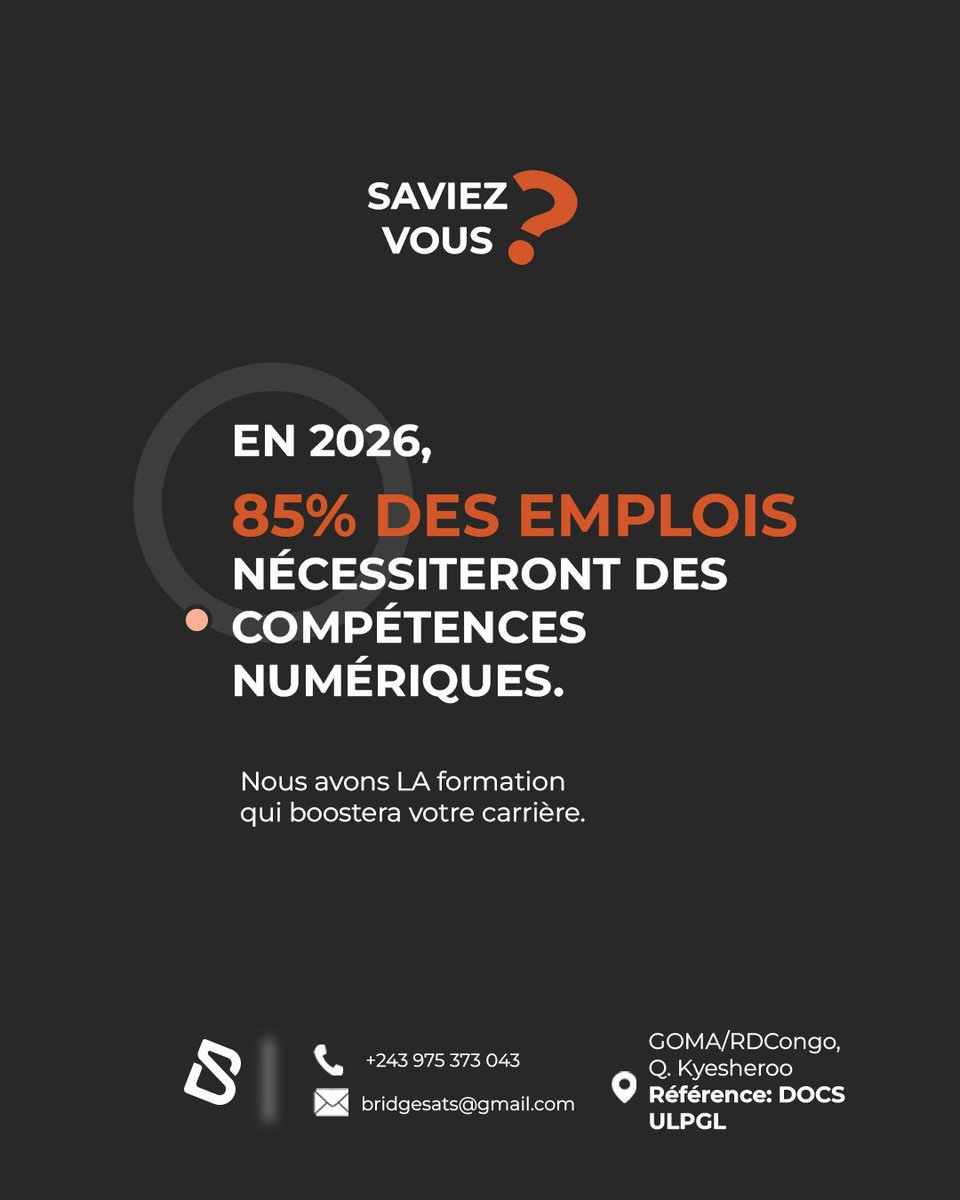 bridgesats's tweet image. Saviez-vous qu&apos;en 2026, 85% des emplois nécessiteront des compétences numériques ? Chez nous, on transforme votre ambition en expertise concrète ! Étudiant, employé ou entrepreneur - nous avons LA formation qui boostera votre carrière.  #FormationDigitale #BridgeSatsAcademy