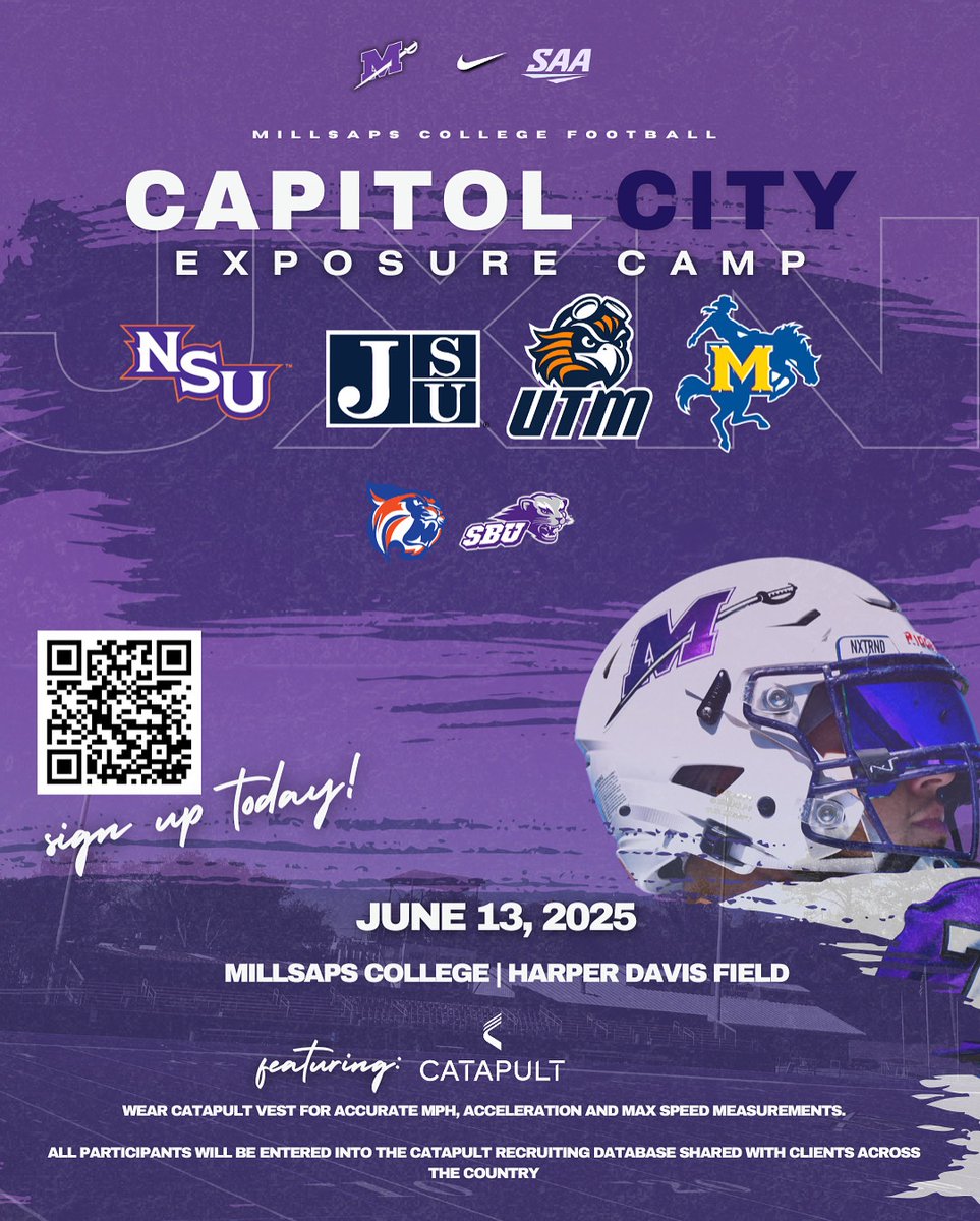 TODAY is the DAY!!

Pre-registration is over, which means camp fee is $65. WALK-UPS WELCOME! Come get some work with various college staffs and take an opportunity to put your skill on display! 

millsapsfootballcamps.com
