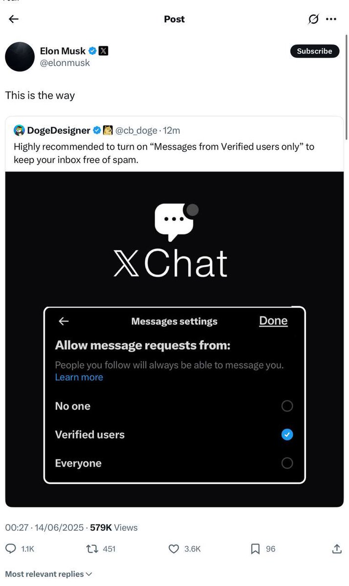 TokenFinder92's tweet photo. The time has finally come.
Elon just posted again. The momentum is back. The cycle is waking up. 🚀

But while others chase noise, something real just went live:

🔐 XChat — private messaging as secure as Bitcoin
⚡ Token launched on Solana https://t.co/ETVdn667NE