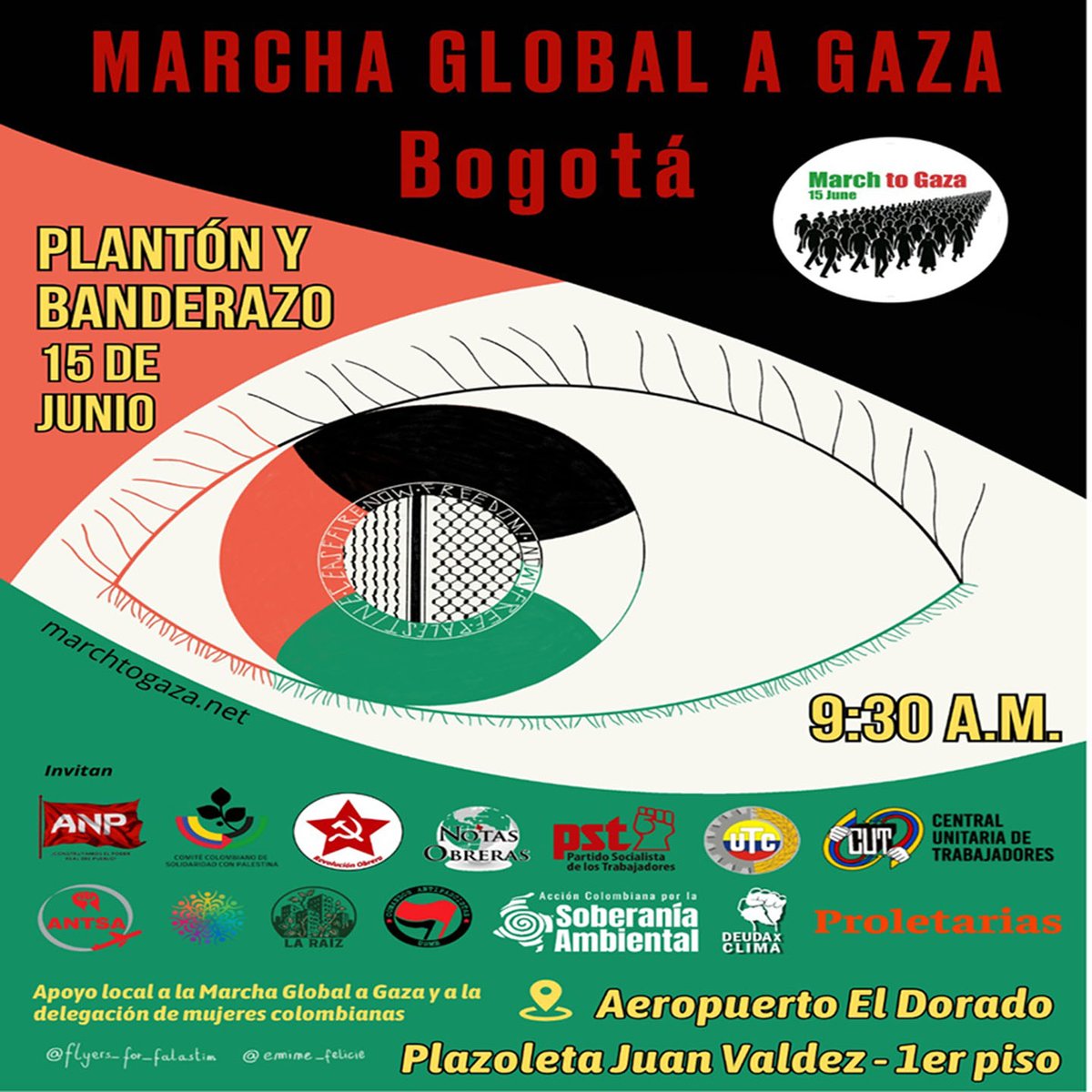 Los invitamos a hacer parte de esta acción de apoyo y solidaridad con el pueblo palestino y con las delegaciones que marchan a Gaza. 
#MarchToGaza