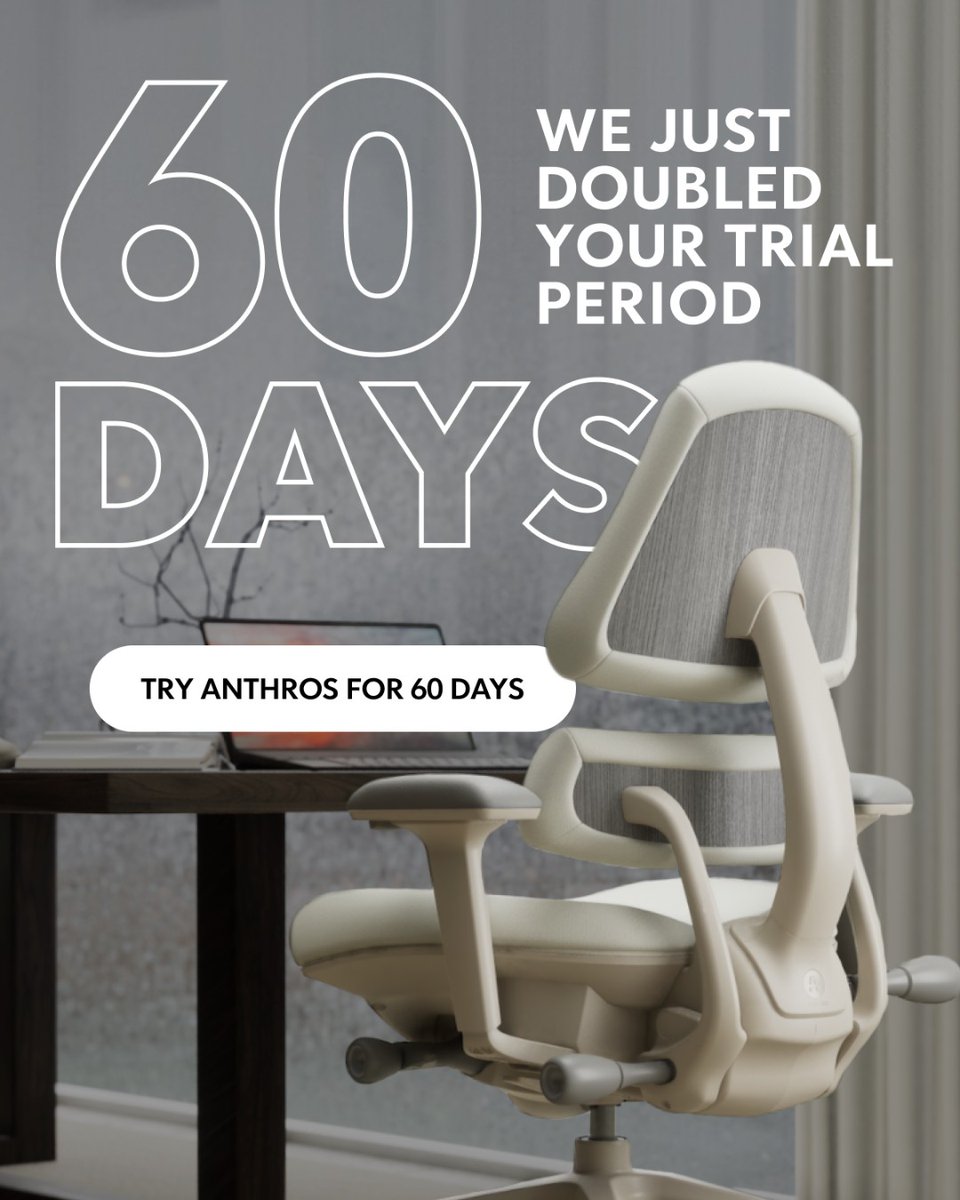 60 Days to Fall in Love 🖤 

98% Keep the Chair.
So we doubled your trial from 30 to 60 days.
Try it. Risk-free. Keep what supports you.