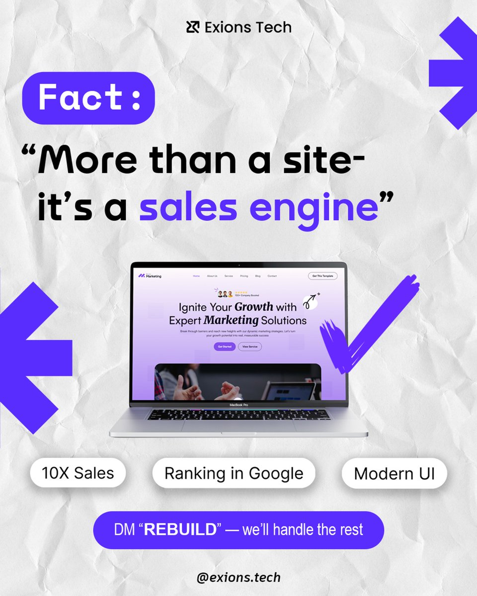 Having a website isn’t enough anymore.
Your site should drive sales, improve rankings, and reflect your brand's value.
At Exions Tech, we help you rebuild it right.
DM “REBUILD” to get started.
#WebDevelopment #BusinessGrowth #SEO #ExionsTech