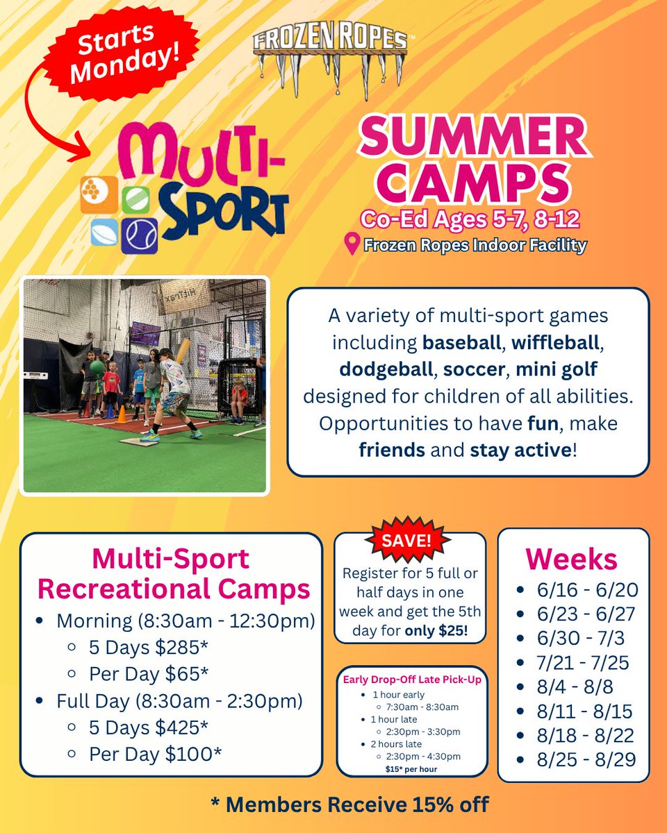 FrozenRopesMA's tweet photo. Multi-Sport Recreational Camps Start Monday! School's Out Soon! Beat the Heat at Frozen Ropes Indoor Camps! https://t.co/LskWCZOPLm
