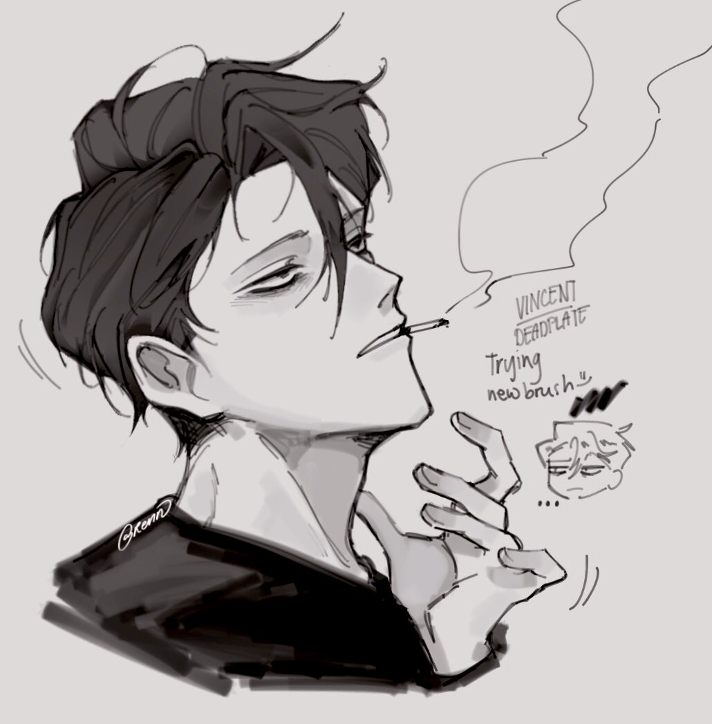 n0t_renn's tweet image. Quick 1 am sketch with a new brush i found
#DeadPlate #vincent #doodle #deadplategame