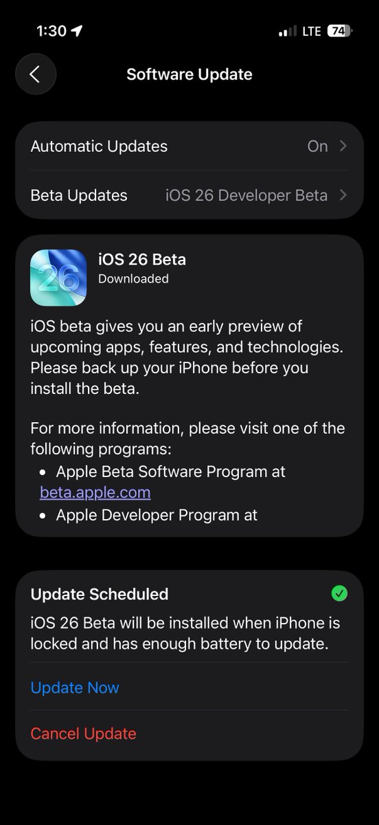 نزل تحديث iOS 26 beta 1 برقم بناء جديد 💡

لسلسة ايفون 15 و 16 فقط ❗️

هذه النسخة ترجع خلفية لوحة التحكم مضببة كما سابقاً تبعاً للانتقادات من المستخدمين بخصوص هذه الخاصية. 

#iOS26