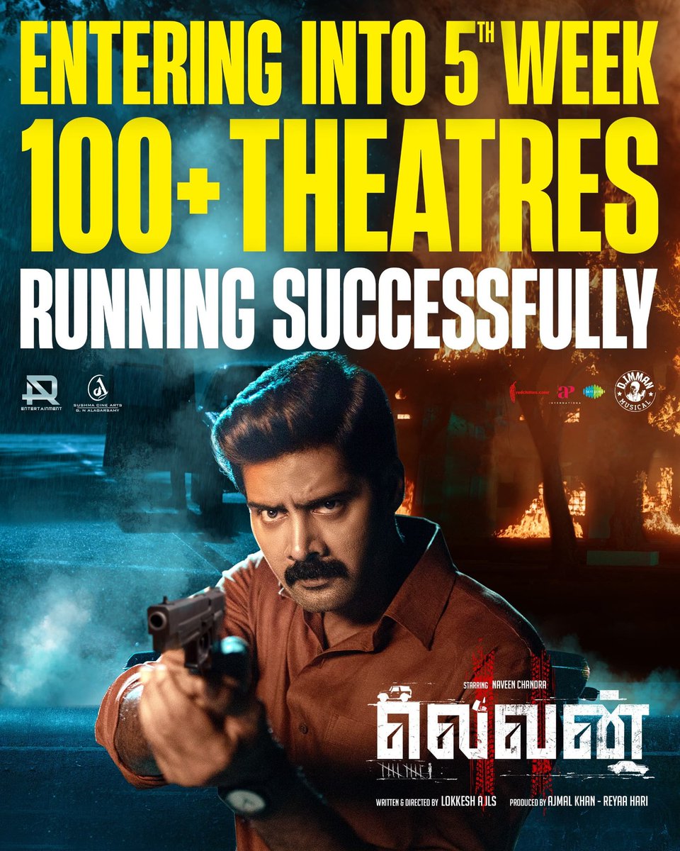 Diamond Babu (@idiamondbabu) on Twitter photo #Eleven marching strong into its 5th week with 100+ theatres and unshakable support 🔥
<a href="/Naveenc212/">Actor Naveen Chandra</a> <a href="/ARentertainoffl/">AR Entertainment</a> <a href="/SushmaCineArts/">Sushma Cine Arts</a> <a href="/lokeshajls/">Lokkesh Ajls</a> <a href="/immancomposer/">D.IMMAN</a> <a href="/actressReyaa/">Reyaa</a> <a href="/abhiramiact/">Abhirami</a> <a href="/Riythvika/">Riythvika✨</a> <a href="/ActorDileepan/">Dileepan</a> @actorshashank <a href="/karthikisc/">KARTHIK DOP</a> <a href="/srikanth_nb/">EditorSrikanthNB</a> <a href="/saregamasouth/">Saregama South</a> <a href="/onlynikil/">Nikil Murukan</a> #Eleven marching strong into its 5th week with 100+ theatres and unshakable support 🔥
<a href="/Naveenc212/">Actor Naveen Chandra</a> <a href="/ARentertainoffl/">AR Entertainment</a> <a href="/SushmaCineArts/">Sushma Cine Arts</a> <a href="/lokeshajls/">Lokkesh Ajls</a> <a href="/immancomposer/">D.IMMAN</a> <a href="/actressReyaa/">Reyaa</a> <a href="/abhiramiact/">Abhirami</a> <a href="/Riythvika/">Riythvika✨</a> <a href="/ActorDileepan/">Dileepan</a> @actorshashank <a href="/karthikisc/">KARTHIK DOP</a> <a href="/srikanth_nb/">EditorSrikanthNB</a> <a href="/saregamasouth/">Saregama South</a> <a href="/onlynikil/">Nikil Murukan</a>