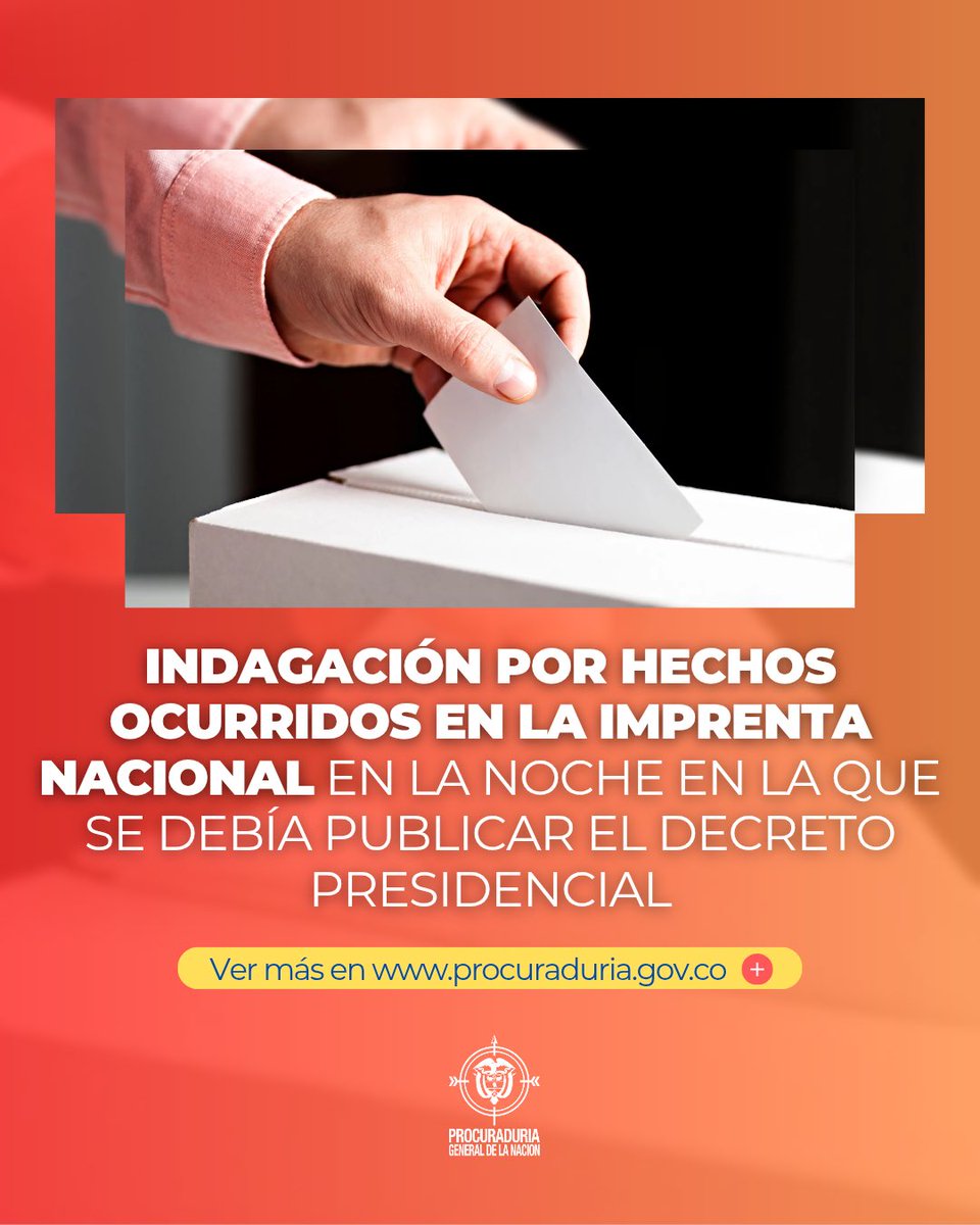 PGN_COL's tweet photo. La @PGN_COL abrió indagación contra la gerente de la Imprenta Nacional por la presunta retención ilegar de funcionarios al interior de las instalaciones la noche en la que debía publicar el Decreto Presidencial https://t.co/9HGpdtCvZ3 https://t.co/XUnwz5Yc0P