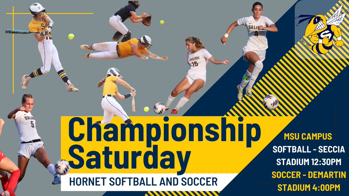 Saline Athletics (@salineathletics) on Twitter photo In what may go down as the best day in SHS Athletics history, our <a href="/saline_softball/">Saline Softball</a> and <a href="/SalineGSoccer/">Saline Girls HS Soccer</a> teams are playing for their respective State Championships. Softball takes on South Lyon, while soccer plays Byron Center. Come cheer them on at MSU! Go Hornets! In what may go down as the best day in SHS Athletics history, our <a href="/saline_softball/">Saline Softball</a> and <a href="/SalineGSoccer/">Saline Girls HS Soccer</a> teams are playing for their respective State Championships. Softball takes on South Lyon, while soccer plays Byron Center. Come cheer them on at MSU! Go Hornets!