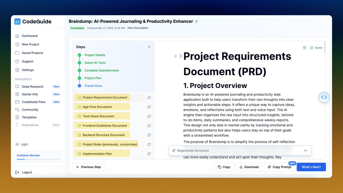 cjzafir's tweet image. If you&apos;re using Cursor, Windsurf, Cline, Bolt, Lovable, Replit or v0.

And you don&apos;t know what these docs are:
- PRD
- app-flow-doc
- tech-stack-doc
- frontend-guidelines 
- backend-structure 
- security-checklist
etc

You&apos;re not gonna make it.