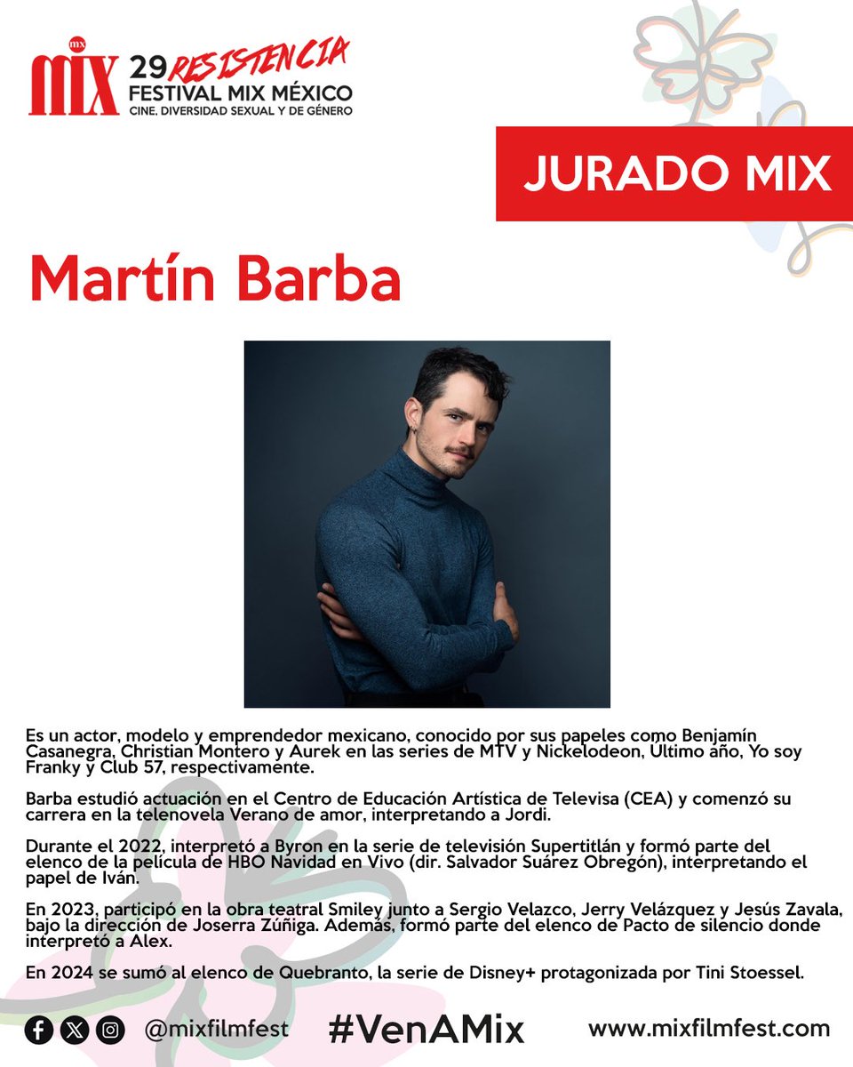 👩‍⚖️ El jurado estará presidido por Astrid Rondero y lo acompañan Gustavo Egelhaaf, Jorge Luis Moreno y Martín Barba.

🗓️ Del 20 de junio al 2 de julio en la CDMX
📍Sedes: Cineteca Nacional, Cinépolis Diana, Cine Tonalá.

🌈 ¡Ven a MIX!
#VenAMix #MixFilmFest
