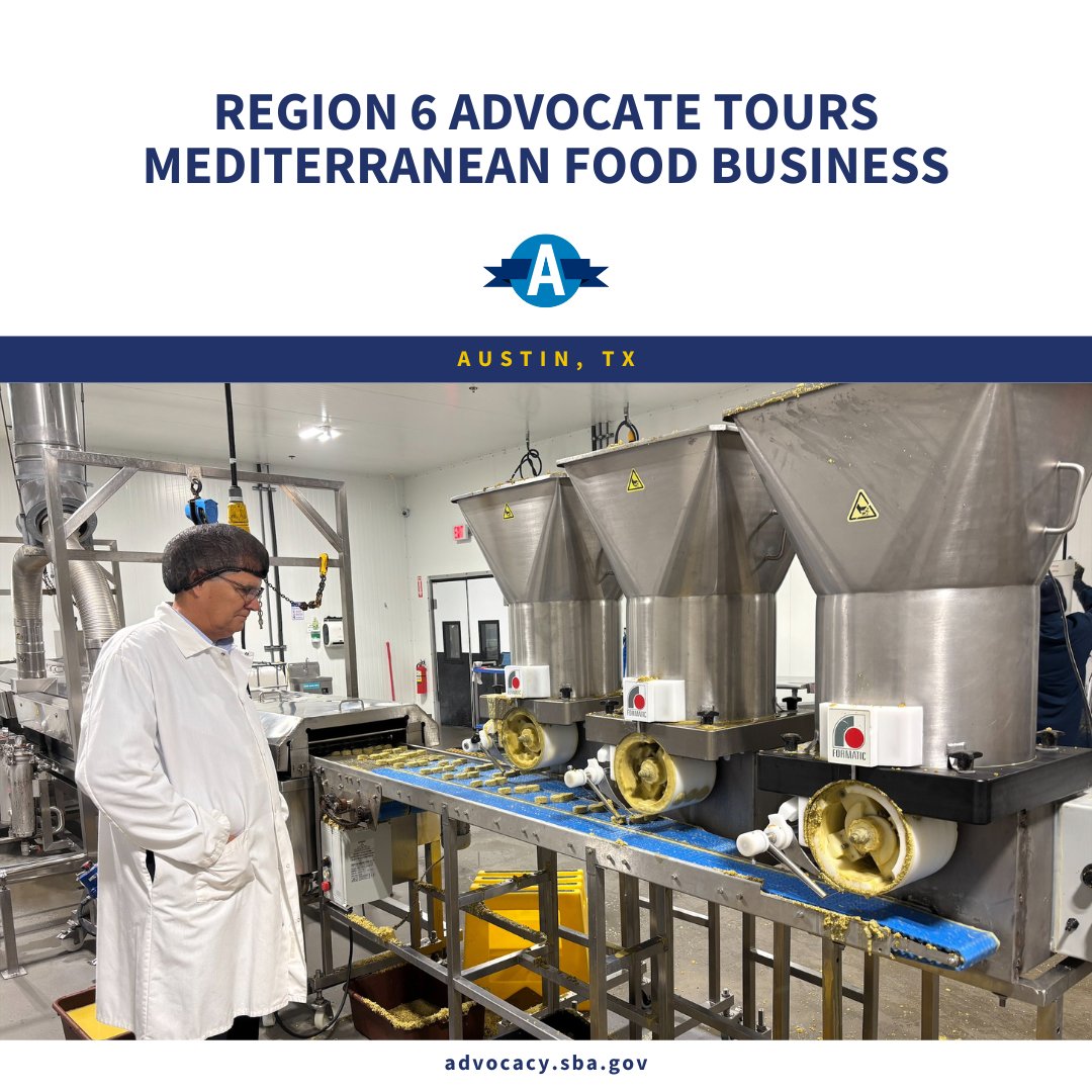 On May 5, Region 6 Advocate William Gravell toured local small business, Afia Foods, where he learned about the production process for Mediterranean foods sold at Costco, H-E-B, Whole Foods, and more.