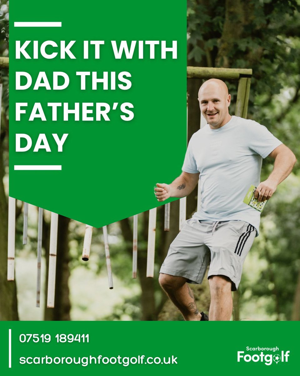 Looking for Father’s Day plans? ⛳
Treat Dad to a round (or two!) at Scarborough Footgolf!

🎁 Need a last-minute gift?
Message us to grab a gift voucher and give him something to look forward to

💻 scarboroughfootgolf.co.uk
📞 07519 189411
📍 Killerby Lane, Cayton, Scarborough