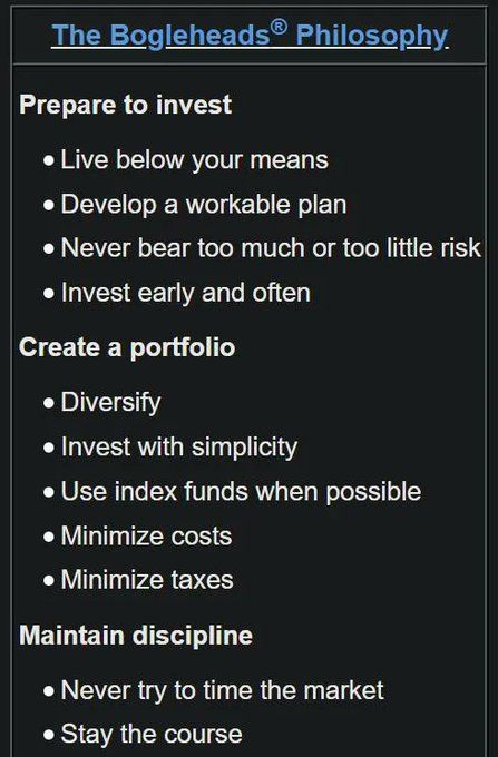 bogleheads's tweet image. #Investing success isn't complicated. 

It all comes down to a few key principles. 

Link below:
