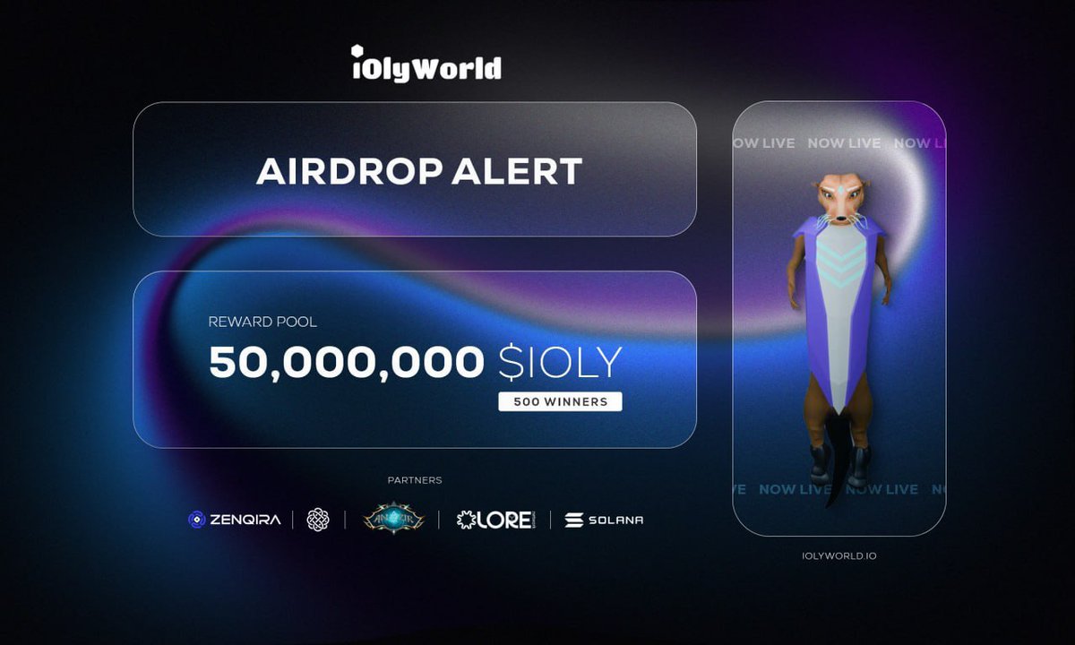 🎉 Congrats to all #iOlyWorld Airdrop winners! 50M $IOLY tokens will be distributed by Monday, the 16th, to all 500 winners. 
😄Special shoutout to the top 100 referrers who earned extra tokens! Didn’t win? 
😉More chances are coming soon. Stay tuned &amp; keep exploring with Olly