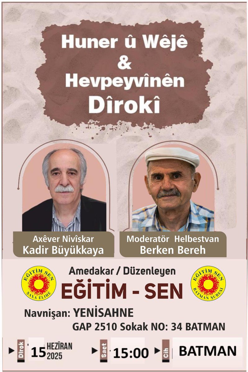 Eğitim Sen Batman Şubesi (@egitimsenbatman) on Twitter photo Jê nemînin 🍀
<a href="/berken_bereh/">Berken Bereh</a> <a href="/batmanyenisahne/">yenisahne</a>
#berkenbereh #kadirbüyükkaya
<a href="/KESK1995/">KESK</a> <a href="/egitimsen/">Eğitim Sen</a> <a href="/batmangenelis/">Disk/Genel-İş Sendikası Batman Şube</a> <a href="/SESBATMAN/">SES BATMAN ŞUBESİ</a> <a href="/batmanburada/">Batman Burada</a> <a href="/Batman_Barosu/">Batman Barosu</a> <a href="/batmanihd/">İHD Batman</a> <a href="/batmantabip/">Batman Tabip Odası</a> <a href="/emekvedemokras/">Batman Emek ve Demokrasi Platformu</a> <a href="/BatmanOlay/">Batman Olay Gazetesi</a> <a href="/BatmanSonsoz/">Batman Sonsöz Gazetesi</a> <a href="/BATMANCAGDAS/">BATMAN ÇAĞDAŞ</a> <a href="/batmanmedyacom/">Batman Medya</a> <a href="/batmanburadagzt/">Gazete Batman Burada</a> <a href="/Batmanteksif/">Teksif sendikası Batman il temsilciliği</a> Jê nemînin 🍀
<a href="/berken_bereh/">Berken Bereh</a> <a href="/batmanyenisahne/">yenisahne</a>
#berkenbereh #kadirbüyükkaya
<a href="/KESK1995/">KESK</a> <a href="/egitimsen/">Eğitim Sen</a> <a href="/batmangenelis/">Disk/Genel-İş Sendikası Batman Şube</a> <a href="/SESBATMAN/">SES BATMAN ŞUBESİ</a> <a href="/batmanburada/">Batman Burada</a> <a href="/Batman_Barosu/">Batman Barosu</a> <a href="/batmanihd/">İHD Batman</a> <a href="/batmantabip/">Batman Tabip Odası</a> <a href="/emekvedemokras/">Batman Emek ve Demokrasi Platformu</a> <a href="/BatmanOlay/">Batman Olay Gazetesi</a> <a href="/BatmanSonsoz/">Batman Sonsöz Gazetesi</a> <a href="/BATMANCAGDAS/">BATMAN ÇAĞDAŞ</a> <a href="/batmanmedyacom/">Batman Medya</a> <a href="/batmanburadagzt/">Gazete Batman Burada</a> <a href="/Batmanteksif/">Teksif sendikası Batman il temsilciliği</a>