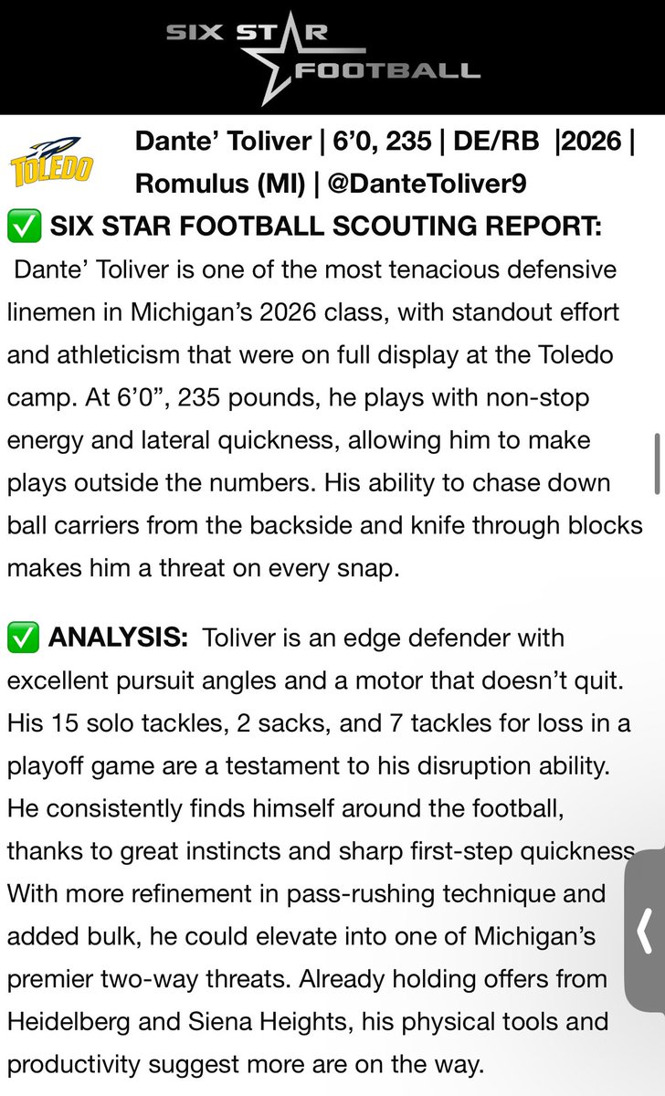 Thank you for the write up ❤️<a href="/sixstarfootball/">Six Star Football | PLUS+</a> <a href="/coachking93/">Justin king</a> <a href="/ThebigRob_75/">Robert Pinkowski</a> <a href="/romulus_eagleFB/">Romulus Eagle Football</a> <a href="/Coach_Searcy/">Charles Tory Searcy</a> <a href="/Pressure_Elite/">Pressure Elite 7v7</a> <a href="/CoachTaylor_PE/">Julius Taylor Jr</a> <a href="/CoachMo_24/">Coach Mo</a>
