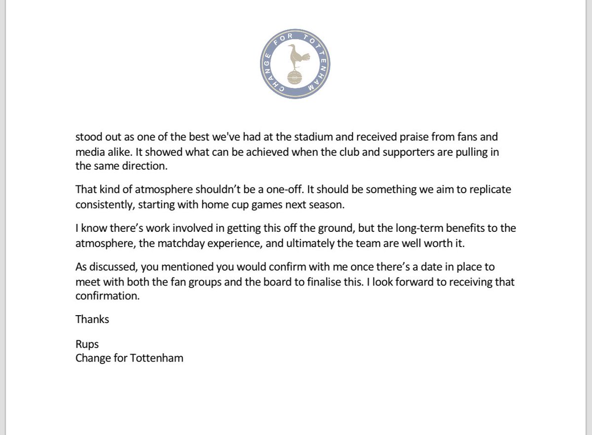 ChangeForSpurs's tweet image. We are pleased to say we had a productive dialogue with the club today regarding our recent fan survey.
If you’re a season ticket holder in South Stand Lower (Blocks 252 to 256) we want to hear from you. DM us or email on changefortottenham@gmail.com
The full email below: