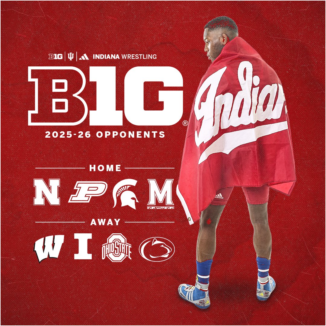 IndianaWR's tweet image. A look at our B1G dual opponents for 2025-26.