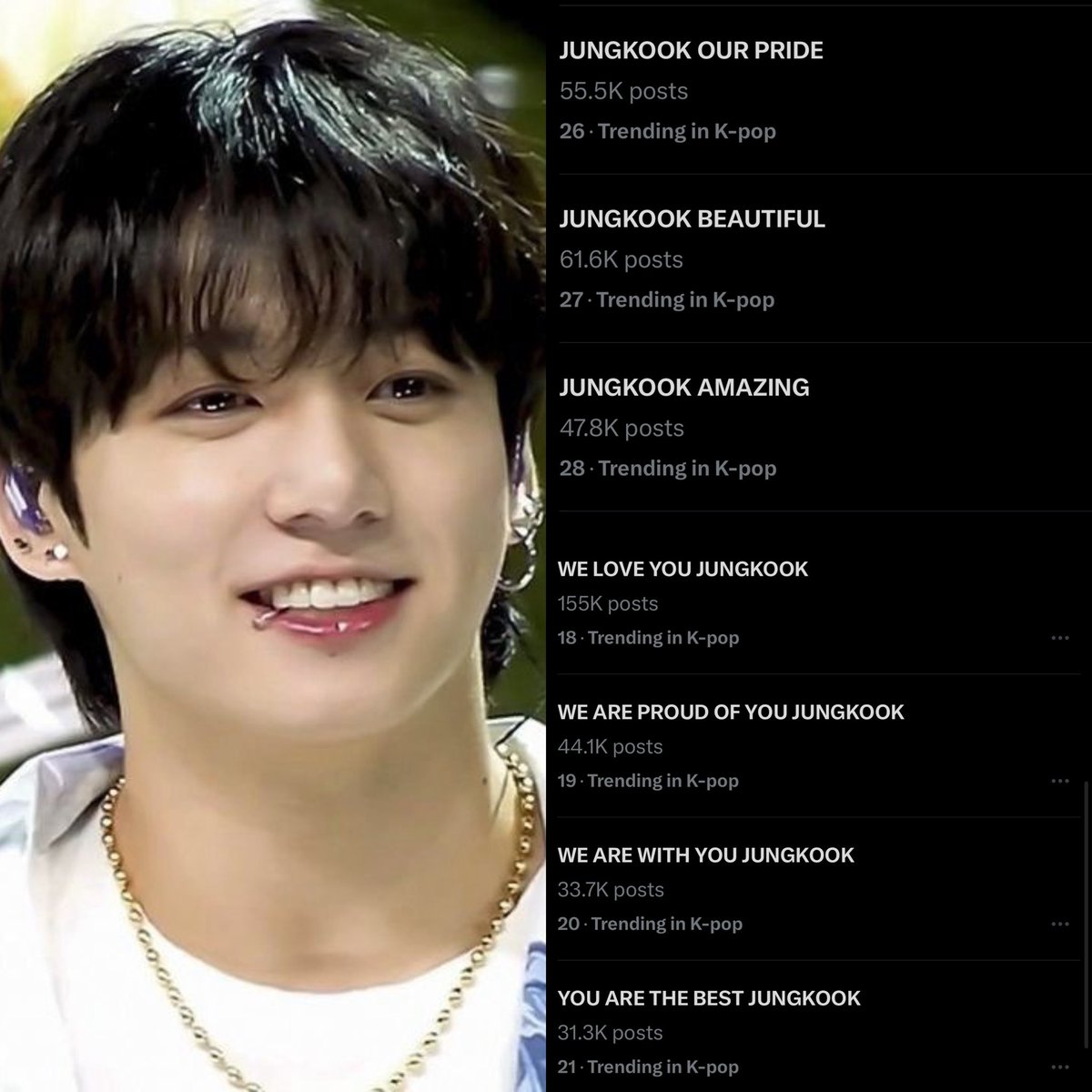 WE LOVE YOU JUNGKOOK
FOREVER WITH JUNGKOOK
WE ARE PROUD OF YOU JUNGKOOK