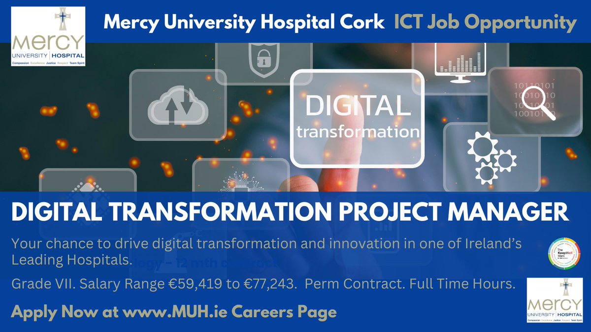 Deirdre O'Riordan (@deeoriordan8) on Twitter photo ๐Exciting opportunity at <a href="/Mercycork/">Mercy University Hospital Cork</a> #ICT for a #DigitalTransformation #ProjectManager !
Perm, FT role. Salary Range โฌ59,419 to โฌ77,243
For details see: api.occupop.com/shared/job/digโฆ
#DigitalHealth #digitalhealth #eHealth #HSEjobs #PublicJobs #EHR #ElectronicHealthRecord ๐Exciting opportunity at <a href="/Mercycork/">Mercy University Hospital Cork</a> #ICT for a #DigitalTransformation #ProjectManager !
Perm, FT role. Salary Range โฌ59,419 to โฌ77,243
For details see: api.occupop.com/shared/job/digโฆ
#DigitalHealth #digitalhealth #eHealth #HSEjobs #PublicJobs #EHR #ElectronicHealthRecord