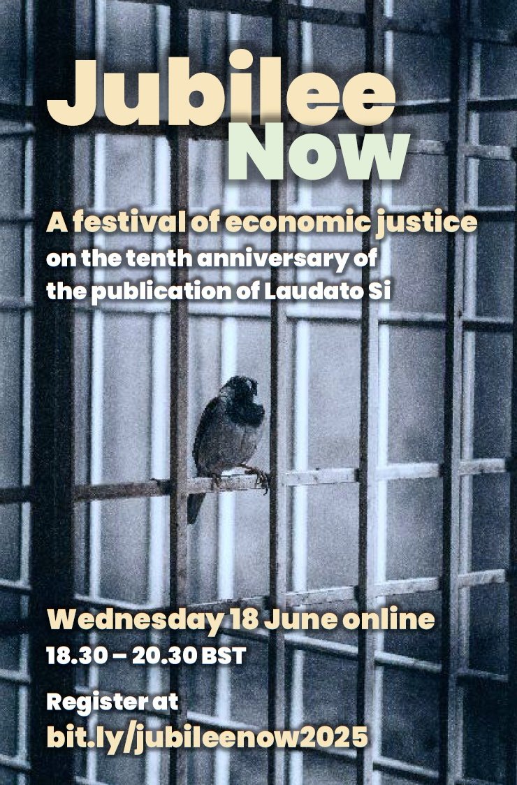 Santa Marta Group (@santamartagroup) on Twitter photo Join us on Wed 18 June 18:30 for a Festival of Economic Justice. With <a href="/SaltForTheEarth/">Caritas Diocese of Nottingham</a>, <a href="/GreenChristian_/">Green Christian</a> and partner organisations, we’ll mark the 10th anniversary of Laudato Si and explore ways of ensuring a lasting legacy for the 2025 Jubilee.
Register: bit.ly/jubileenow2025 Join us on Wed 18 June 18:30 for a Festival of Economic Justice. With <a href="/SaltForTheEarth/">Caritas Diocese of Nottingham</a>, <a href="/GreenChristian_/">Green Christian</a> and partner organisations, we’ll mark the 10th anniversary of Laudato Si and explore ways of ensuring a lasting legacy for the 2025 Jubilee.
Register: bit.ly/jubileenow2025