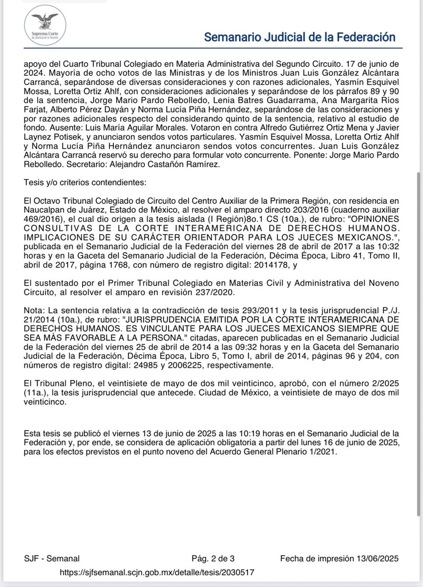 OPINIONES CONSULTIVAS DE LA CORTE INTERAMERICANA DE DERECHOS HUMANOS. NO SON JURÍDICAMENTE VINCULANTES PARA LAS PERSONAS JUZGADORAS MEXICANAS, PERO GOZAN DE RELEVANCIA JURÍDICA.