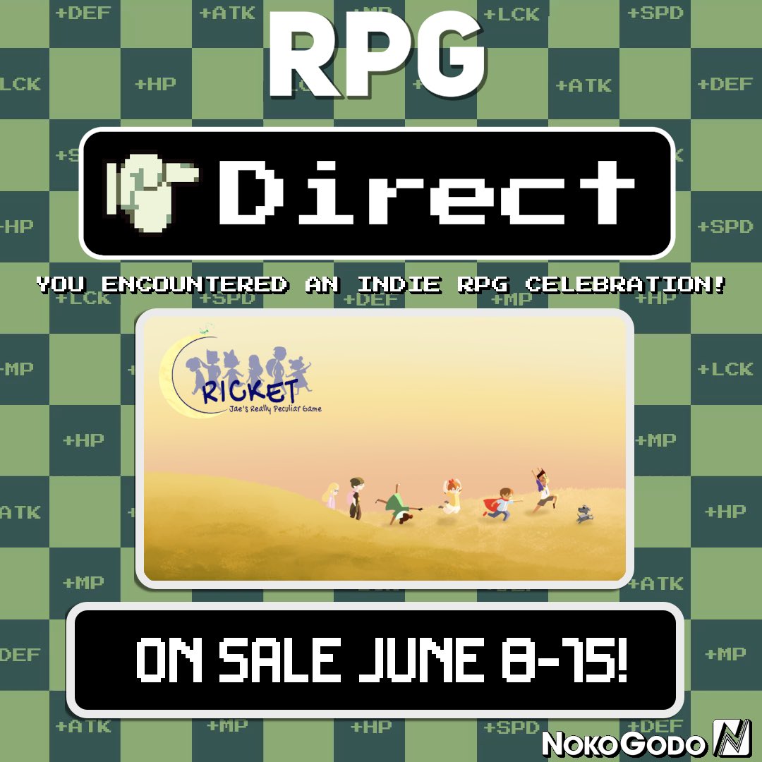 Hey all! Reminder that Cricket: Jae’s Really Peculiar Game is 25% off on Steam for a limited time during the #rpgdirect sale!

And we’re not the only ones, there are MANY others, check them out!