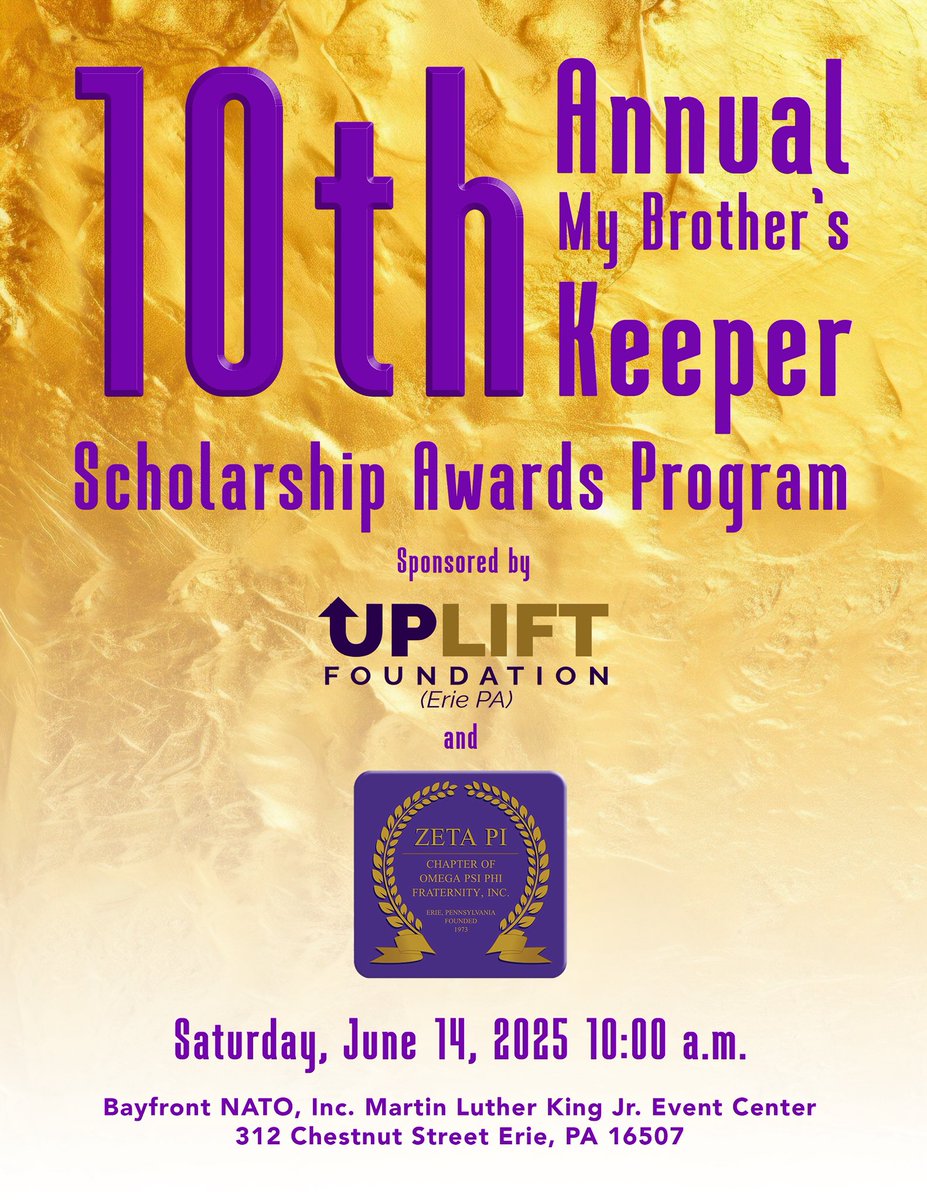 Another great year to recognize graduating high school students and students continuing their higher educational journey. On behalf of the Uplift Foundation, I am honored to invite you to the 10th Annual My Brother’s Keeper Scholarship Awards Program.
