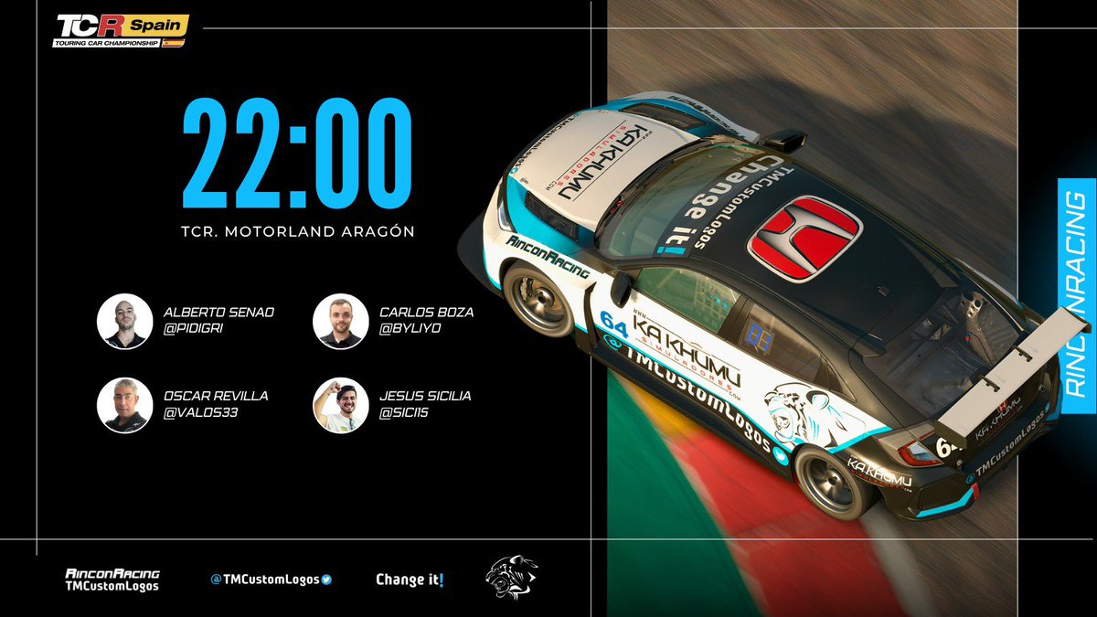 RinconRacing TMCustomLogos (@rinconracing) on Twitter photo EVENTO ESPECIAL!🏁
Nos vamos con un evento especial celebrando los 10 años del WTCR <a href="/tcrspain/">TCR Spain</a> organizado por <a href="/AutodromoV/">Autodromo Virtual</a> con los TCR en <a href="/iRacing/">iRacing</a>.
👤@pidigri
👤<a href="/ByLiyo/">Carlos Boza</a>
👤<a href="/valos33/">oscar helguera</a>
👤<a href="/SiciliaJesus15/">Jesús Sicilia</a>
🇪🇸 Aragon
🚗 TCR
⏰ 14/06 - 22:00hs 🇪🇸
Vamos con todo! 🐅 EVENTO ESPECIAL!🏁
Nos vamos con un evento especial celebrando los 10 años del WTCR <a href="/tcrspain/">TCR Spain</a> organizado por <a href="/AutodromoV/">Autodromo Virtual</a> con los TCR en <a href="/iRacing/">iRacing</a>.
👤@pidigri
👤<a href="/ByLiyo/">Carlos Boza</a>
👤<a href="/valos33/">oscar helguera</a>
👤<a href="/SiciliaJesus15/">Jesús Sicilia</a>
🇪🇸 Aragon
🚗 TCR
⏰ 14/06 - 22:00hs 🇪🇸
Vamos con todo! 🐅