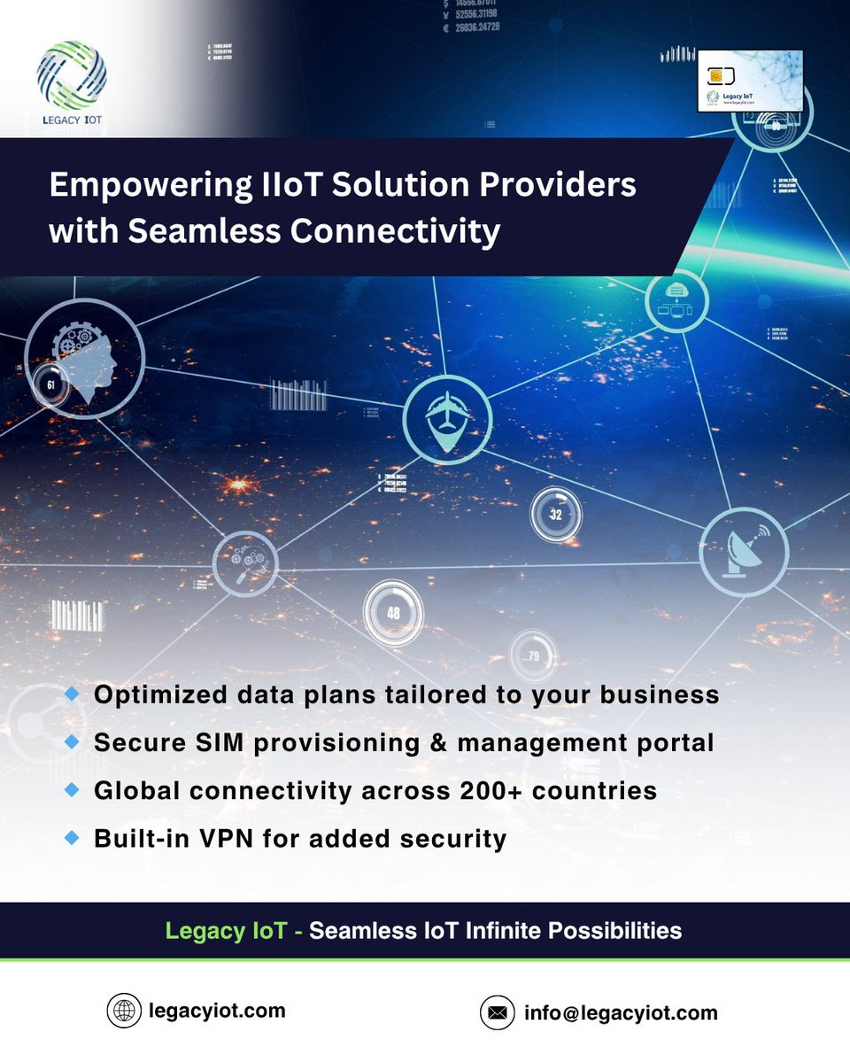 legacyiot's tweet image. Scale your IIoT network with Legacy IoT — Global, Secure, &amp;amp; Smart 🌍
✅ Tailored plans
✅ VPN Security
✅ 200+ countries

#IIoT #LegacyIoT #SmartIndustry #M2M #IoTConnectivity #TechSolutions #FutureReady #IoTSIM #GlobalTech #DigitalShift