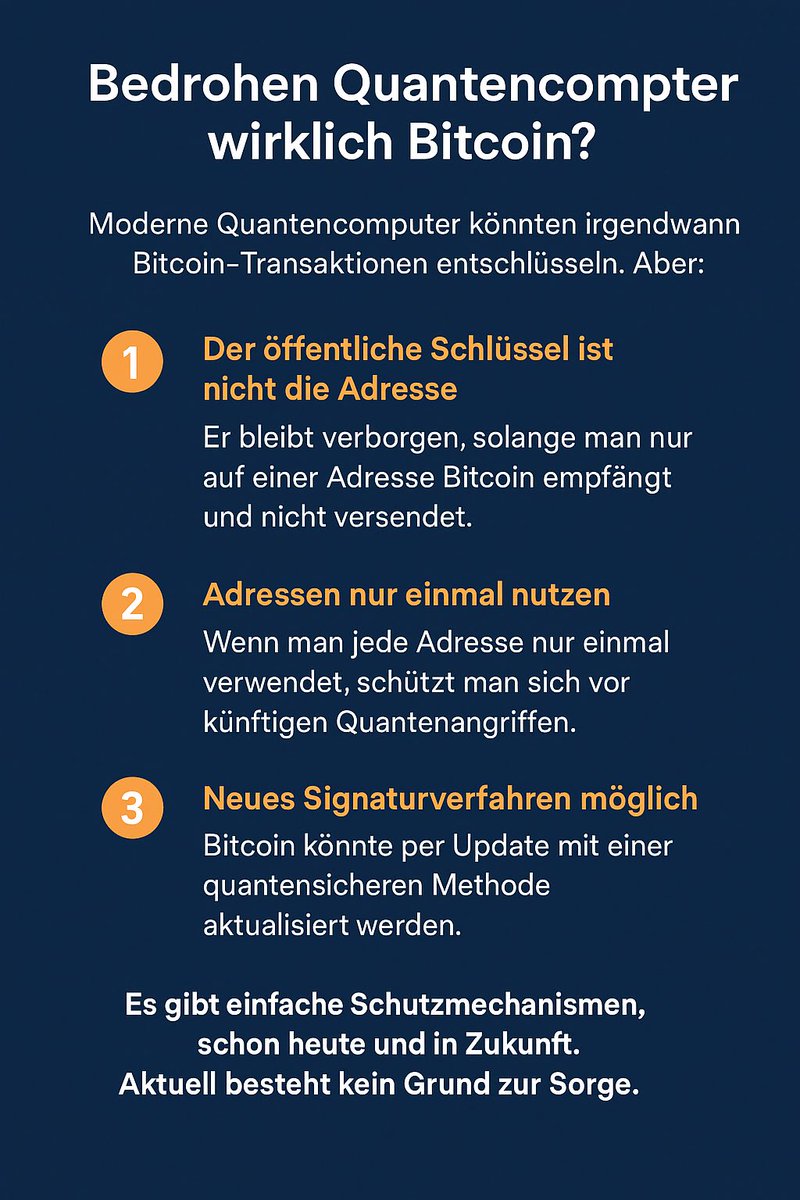 🔐 Bedrohen Quantencomputer wirklich Bitcoin?

Frank Thelen hat vor einer „echten Gefahr“ gewarnt:

„Fortschritte im Quantencomputing bedrohen die Verschlüsselung von Bitcoin – und es gibt keine Roadmap.“

Diese Diskussion ist wichtig – aber sie braucht Fakten. Hier kommt eine