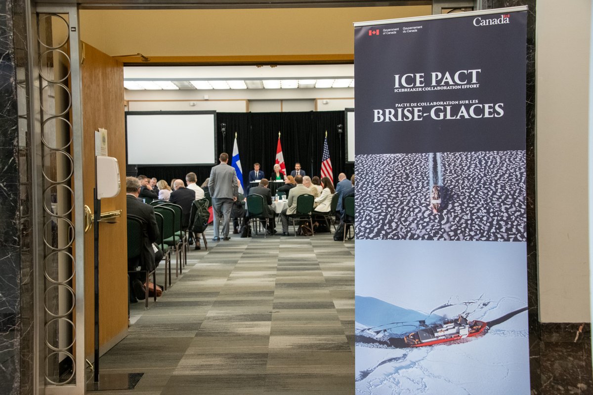 DMA_PSPC's tweet image. I was honoured to speak at the 2nd meeting of the ICE Pact National Coordinators and Working Groups with the US and Finland. As Arctic nations, we’ll continue to work to strengthen security and create a peaceful polar future through collaborative icebreaker development.