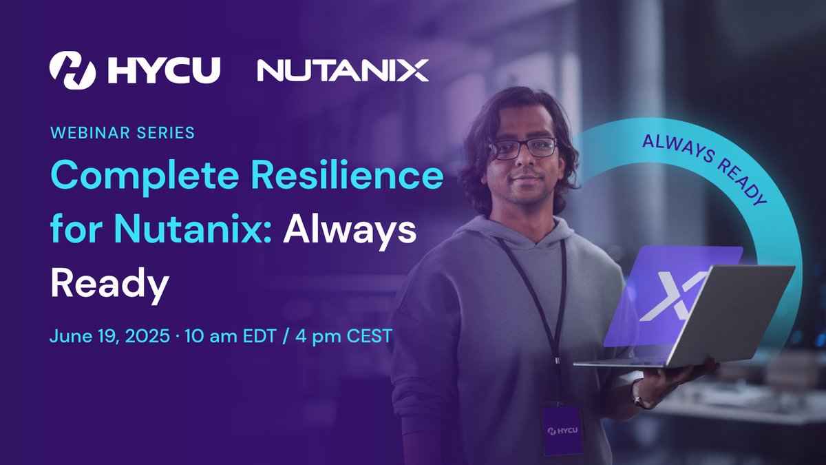 HYCU, Inc. (@hycuinc) on Twitter photo Backup is just step one. Bounce-back is what counts.
In the final bootcamp session, see how HYCU R-Shield™ enables instant recovery for <a href="/nutanix/">Nutanix Inc.</a>, apps, full environments.
Join us:
bit.ly/3HkSsGB
#dataprotection #cyberresilience Backup is just step one. Bounce-back is what counts.
In the final bootcamp session, see how HYCU R-Shield™ enables instant recovery for <a href="/nutanix/">Nutanix Inc.</a>, apps, full environments.
Join us:
bit.ly/3HkSsGB
#dataprotection #cyberresilience