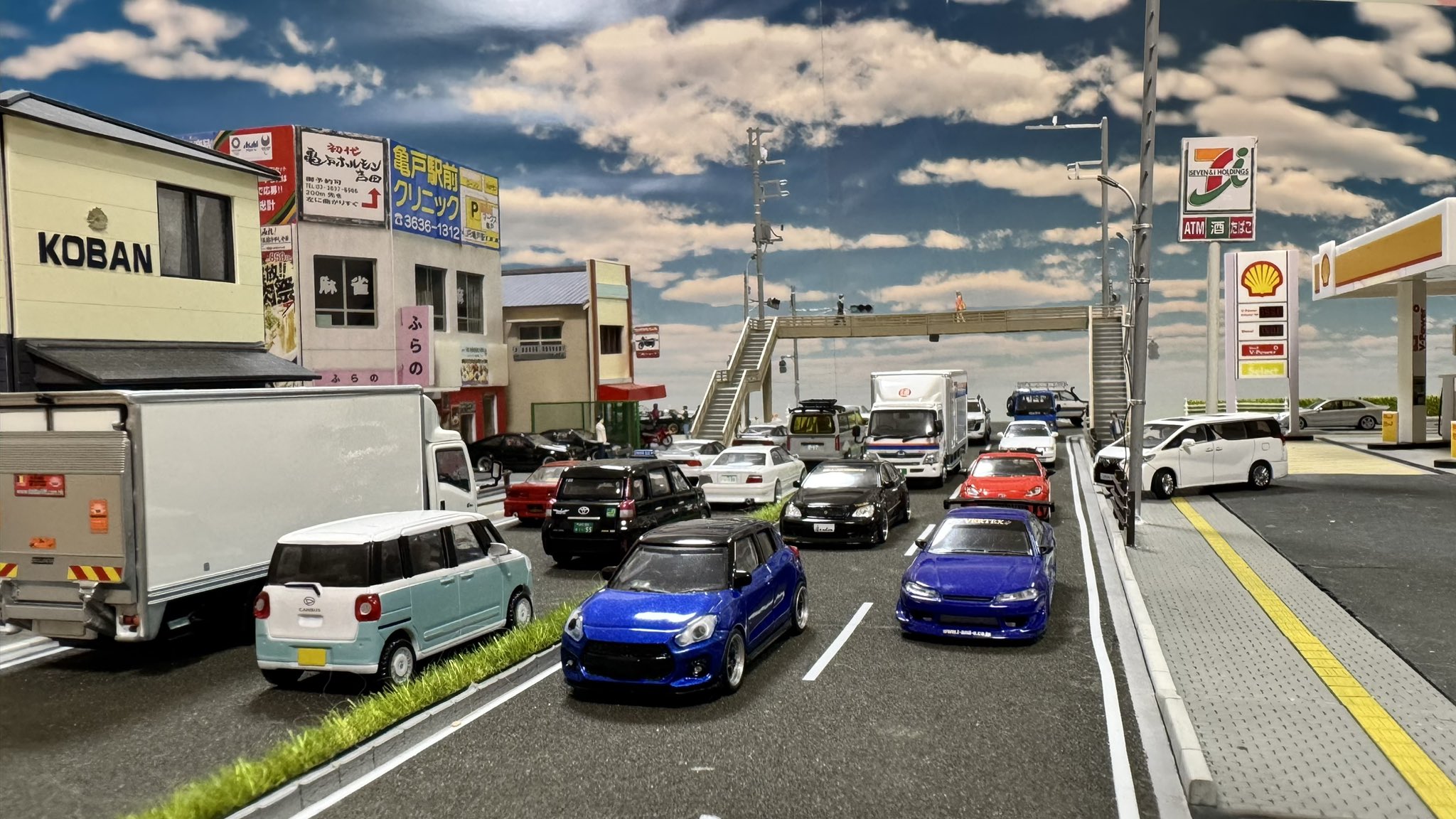 Amazon | Shamiina ジオラマ 1:64 車庫模型 駐車場 ジオラマ風景
