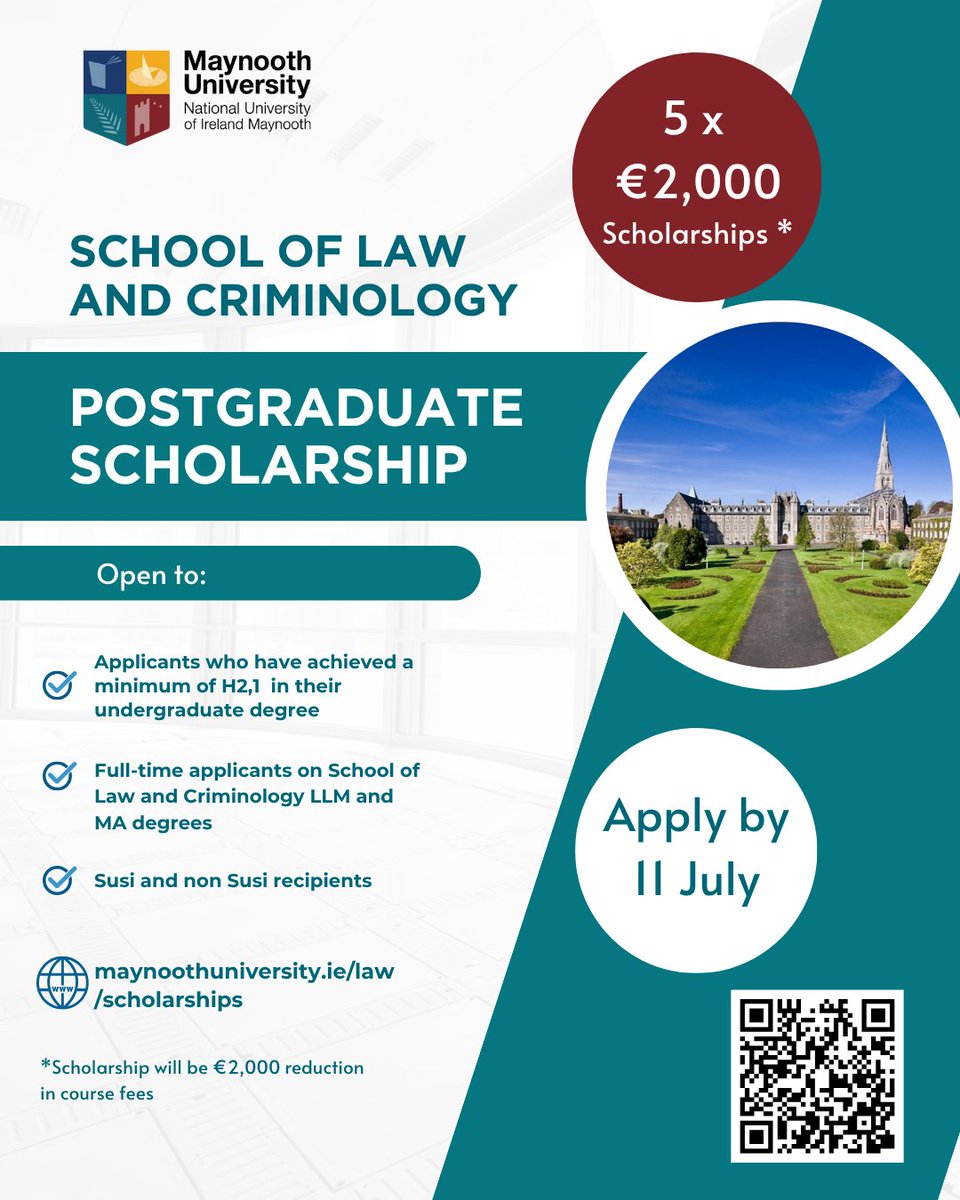We are delighted to announce the 2025 Postgraduate Scholarship

For the academic year 2025-2026, five scholarships will be awarded to students pursuing postgraduate qualifications within the School.

Apply by 11 July 2025

For Full details see: tinyurl.com/4vr2a2e6