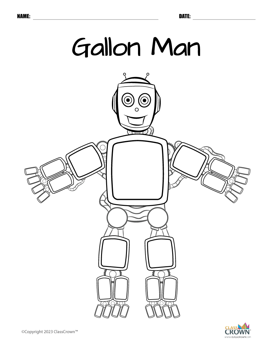 ClassCrown's tweet image. Gallon man worksheets / charts for your students. Great for learning capacities --&amp;gt; classcrown.com/search/?q=gall…