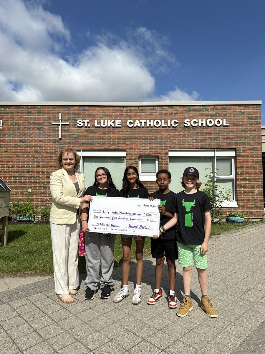 Francesca Rizzo, OCT (@missrizzo1) on Twitter photo So proud of the IncrediBulls💚 $1507.20 has been officially donated to <a href="/CityKidzOttawa/">CityKidz Ottawa</a>! #makingachangeONEbullatatime
•
<a href="/OttCatholicSB/">Ottawa Catholic School Board</a> <a href="/StLukeNepean/">St. Luke School (Nepean)</a> <a href="/MrsSarahS1/">Sarah Sunderland (she/her)</a> <a href="/ocsbSEP/">Social Entrepreneurs at the OCSB</a> So proud of the IncrediBulls💚 $1507.20 has been officially donated to <a href="/CityKidzOttawa/">CityKidz Ottawa</a>! #makingachangeONEbullatatime
•
<a href="/OttCatholicSB/">Ottawa Catholic School Board</a> <a href="/StLukeNepean/">St. Luke School (Nepean)</a> <a href="/MrsSarahS1/">Sarah Sunderland (she/her)</a> <a href="/ocsbSEP/">Social Entrepreneurs at the OCSB</a>
