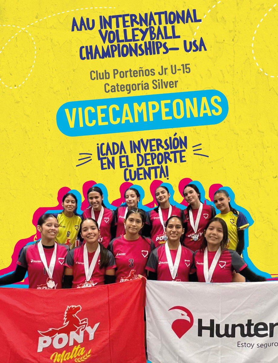 DeporteEc's tweet photo. ¡Triunfo ecuatoriano! 🤩🇪🇨

Gracias al #IncentivoTributario, los equipos de voleibol sala femenino del Club Porteños Jr. participaron en el AAU International Volleyball Championships- USA.

🏆 Equipo U-16 campeón en la categoría Silver. 🥈 Equipo U-15 vicecampeón.

¡Felicidades! https://t.co/VLCira1QtF
